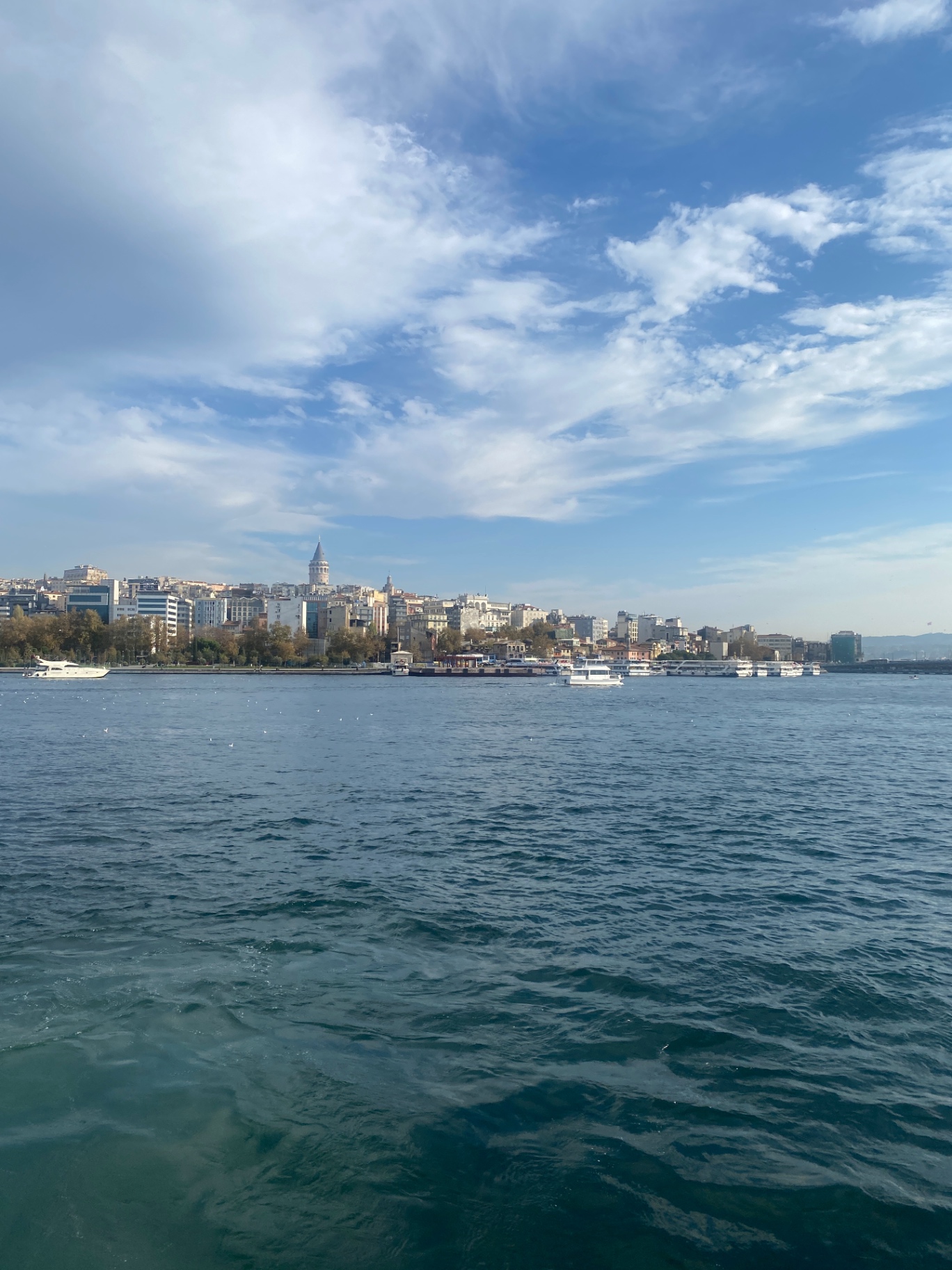 Golden Horn crossing — Galata Tower on the far shore